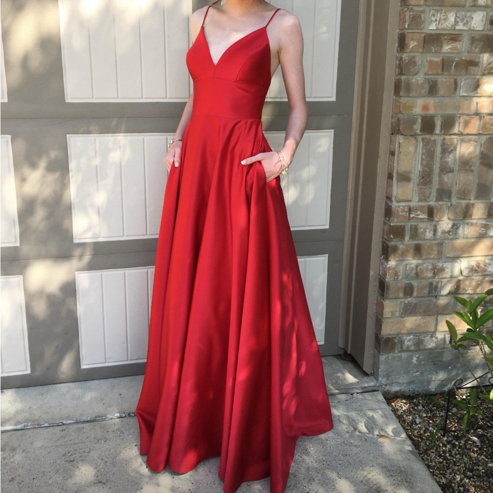 Betsy & Adam Red Prom Dress (Size 4)